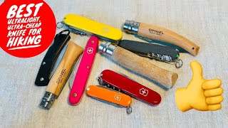 Best ultralight amp cheap knife for hikingbackpacking Victorinox vs Opinel vs Schrade [upl. by Asilegna]