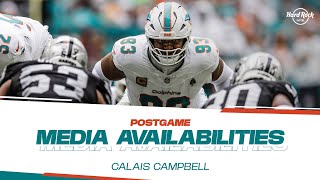 DT Calais Campbell meets with the media after LVvsMIA  Miami Dolphins [upl. by Oicelem668]