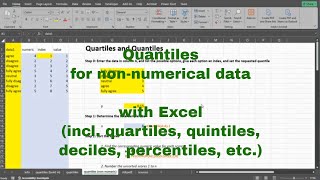 Excel  Quantiles and Quartiles nonnumeric [upl. by Saxon]