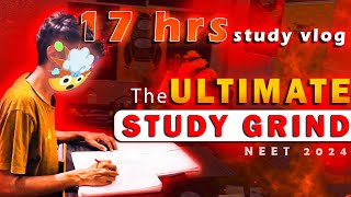 The Extreme 17 Hours STUDY GRIND🔥🔥 Study Vlog 17 hours study vlog📖  NEET 2024 [upl. by Aneetsyrk]