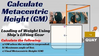 Calculate Metacentric Height GM ll Suspended Weight ll Movement of COG ll Ship Stability [upl. by Kassia]