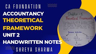 Theoretical framework  Unit 2  CA Foundation Accounts NEW SCHEME  Handwritten notes Shreya [upl. by Ramak622]