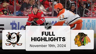 NHL Highlights  Ducks vs Blackhawks  November 19 2024 [upl. by Marketa]