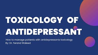 Toxicology lectures antidepressants part 1 MAOI [upl. by Alika917]