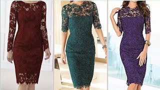 Fashionable amp stylish laces bodycon dressesparty wear mother of the bride 2024outfit ideas [upl. by Dymoke]