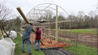 How to Build a High TunnelGreenhouse  End Posts and Raised Bed  Part 7 [upl. by Diaz]