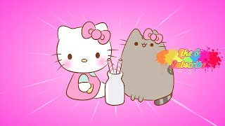 How to Color Hello Kitty and Pusheen the Cat coloring video drawtube28 [upl. by Hsivat]