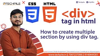 Div tag  How to use Div tag in HTML with example  how to create multiple section in a webpage [upl. by Binah]