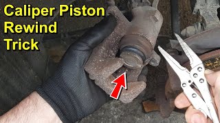 How to Rewind a Rear Brake Caliper Piston Using a Pliers [upl. by Lammaj]