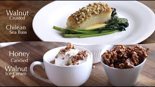 Walnut Crusted Chilean Sea Bass amp Honey Candied Walnut Ice Cream [upl. by Teevens]