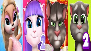 My Talking Tom 1 Chinese Version Vs My Talking Tom 2 Angela 2 Kimmy Superstar Talking Fashion Cat [upl. by Llenet]