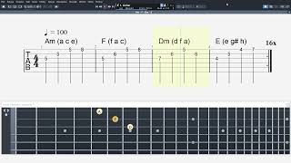 Backing track   Am  F  Dm  E  with guitar [upl. by Zwart]