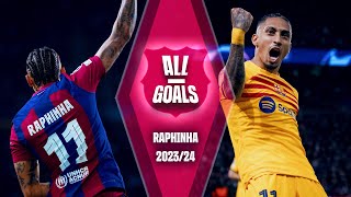 🔥 ALL of RAPHINHAs GOALS with FC BARCELONA  202324 SEASON 🔥 [upl. by Anaujd]