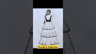 Beautiful Girl Pencil Drawing  Draw a girl backside art drawing short shortvideo shorts [upl. by Kelsey]