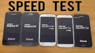 Samsung Galaxy S7 vs S6 vs S5 vs S4 vs S3  Speed Test 4K [upl. by Adnara467]