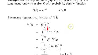 Moment generating functions  Example 1 [upl. by Kutzenco]