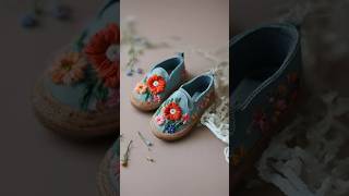 Hand Embroidered Kids Shoes  Shoes embroidery  Hoop Art [upl. by Eseila]