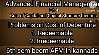 6th sem bcom AFM CH1 Cost of Capital and Capital Structure theories part1 Cost of debenture [upl. by Aikat]