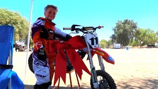 8 YEAR OLD KTM DIRTBIKE BIRTHDAY [upl. by Neiv778]