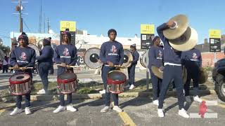 Abramson Sci Academy vs Warren Easton quotDrum Battlequot 2023 Sugarbowl Parade [upl. by Adnawat]