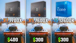 RYZEN 7 7700X vs RYZEN 5 7600X vs INTEL i512600K  Test in 6 Games [upl. by Yeniffit]