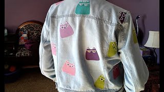 Decorate denim jacket using thrifted tshirt and HeatnBond a nosew upcycled thrifted project [upl. by Francine794]