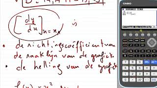 De richtingscoefficient van de raaklijn berekenen met GR Grafische rekenemachine Wiskunde B [upl. by Ardnac103]