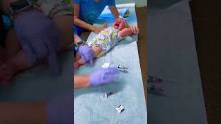 This child is pushing three injections at once 😱 shots baby cutebaby viral injectionfunny [upl. by Hguh]