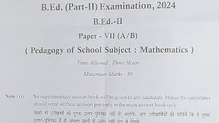 BEd 2nd Year Pedagogy of Mathematics Exam Paper 2024  BEd 2nd Year Mathematics Paper 2024 PDUSU [upl. by Sherm]