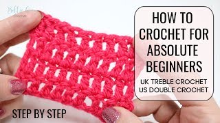 HOW TO CROCHET FOR ABSOLUTE BEGINNERS  UK TREBLEUS DOUBLE  EPISODE THREE  Bella Coco Crochet [upl. by Kreegar]