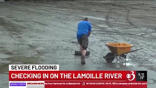 Lamoille River communities of Hardwick Johnson and Morrisville deal with latest flooding [upl. by Enrev]