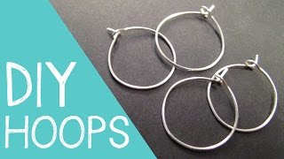 DIY Hoop Earrings  Wine Charm Rings Wire Jewelry Tutorial [upl. by Brady]