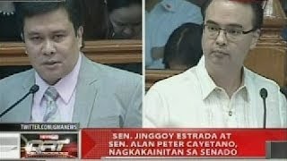 QRT Sen Jinggoy Estrada at Sen Alan Peter Cayetano nagkakainitan sa Senado [upl. by Lacram]