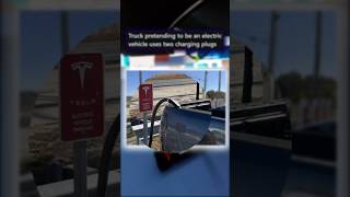 GasolinePowered Car Invades Teslas Chargers [upl. by Rimat]