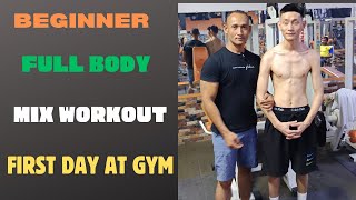 First day at gym full body workout for beginnersbeginners mix workout bhandari fitness [upl. by Nedrah382]