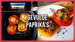 Griekse gevulde paprikas uit de Airfryer Recept [upl. by Lhadnek]