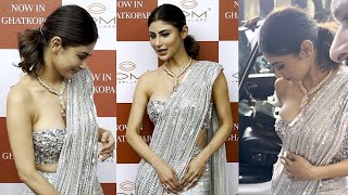 Mouni Roy Uncomfortable Moments In Saree At Inauguration Of New Store Of Om Jewellers [upl. by Auod]