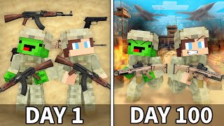 Mikey and JJ Survived 100 Days As Army in Minecraft Maizen [upl. by Emiline976]