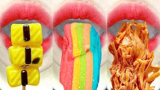 asmr SALARY SPICY ENOKI MUSHROOMS MOZZARELLA CHEESE EGG SUSHI GUMMY CANDY eating sounds [upl. by Aridnere]