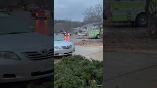 Fire truck spins out of control down icy street after ice storm hits Shorts [upl. by Toback]