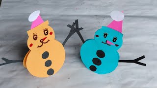 How To Make a Paper Snowman Christmas Craft For Kids  Diy Snowman  Easy Paper Snowman ORIGAMI [upl. by Nothgiel516]