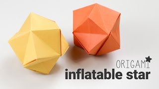 Origami Inflatable Star Tutorial  Stellated Octahedron  Paper Kawaii [upl. by Akived]