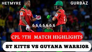 CPL 2024 7th MATCH HIGHLIGHTS l HETMYRE AND GURBAZ POWER HITTING BATTING I GAW VS STK [upl. by Stearn]