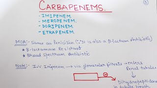 CARBAPENEMS  ANTIMICROBIAL  PHARMACOLOGY  FA  USMLE STEP 1 [upl. by Ennovart]