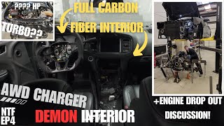 Look at our CARBON FIBER Interior and POWER TRAIN Removal on our AWD DEMON Charger NTF Ep4 [upl. by Whitehouse]