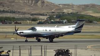 Private Pilatus PC12 NGX OEEBF Taxing Madrid Barajas LEMD [upl. by Arley]