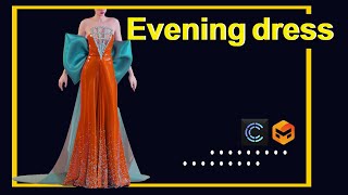 Evening dress in clo3d  Making a pleated skirt And clothes folds and bow ties [upl. by Woehick636]