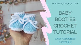 Crochet booties with plush yarn Crochet tutorial chunky Booties for newborns Easy crochet pattern [upl. by Lama966]