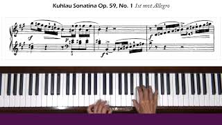 Kuhlau Sonatina Op 59 No 1 Allegro 1st mvt Piano Tutorial Part 1 [upl. by Trish]