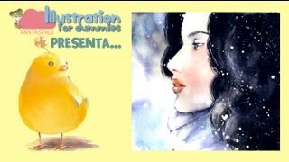 Acquerello tutorial RITRATTO  ragazza nella neve [upl. by Enilraep]